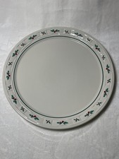 Longaberger Pottery Traditional Holly Cake Plate Platter 14.5" Made in the USA