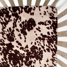 Brown Cow Print Baby Fitted Crib Sheet Western Cowboy Boho Cowhide Highland S...