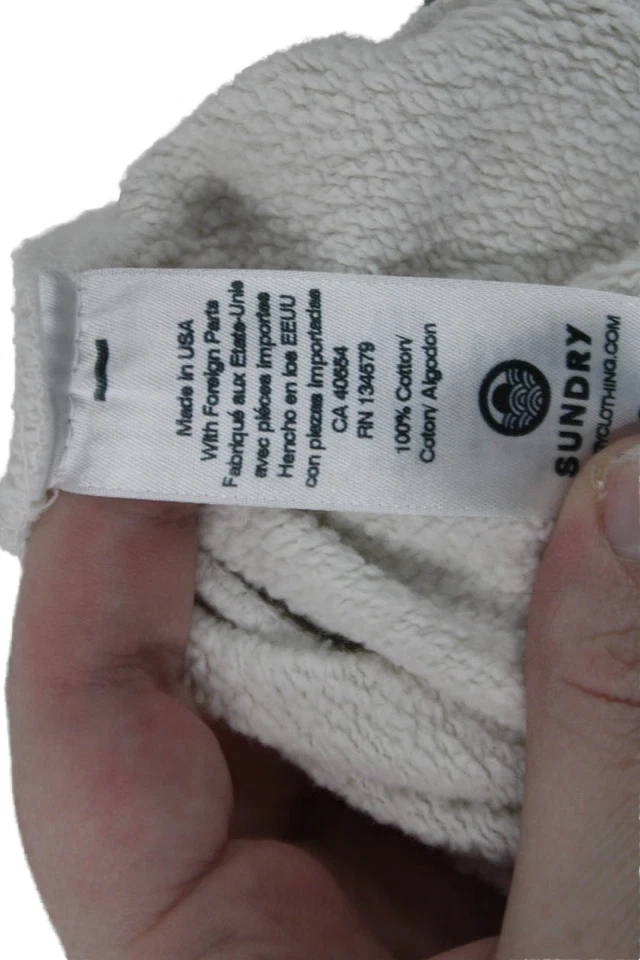 Sudadera Pullover Sundry Mujer Blanca Cuello Redondo Manga 3/4 Algodón Talla 0 Foto 4 de 4