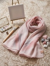 Women's Pink Ombre Chiffon Georgette Hijab Scarf Shawl Wrap Lightweight