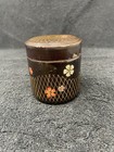 occupied Japan lacquerware Metal Base Hand Painted Jar — photo 1