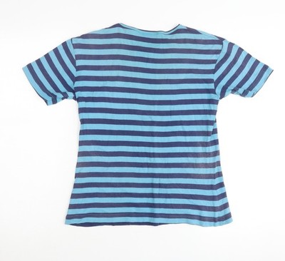 True Fashion Damen blau gestreift Baumwolle T-Shirt Größe 10