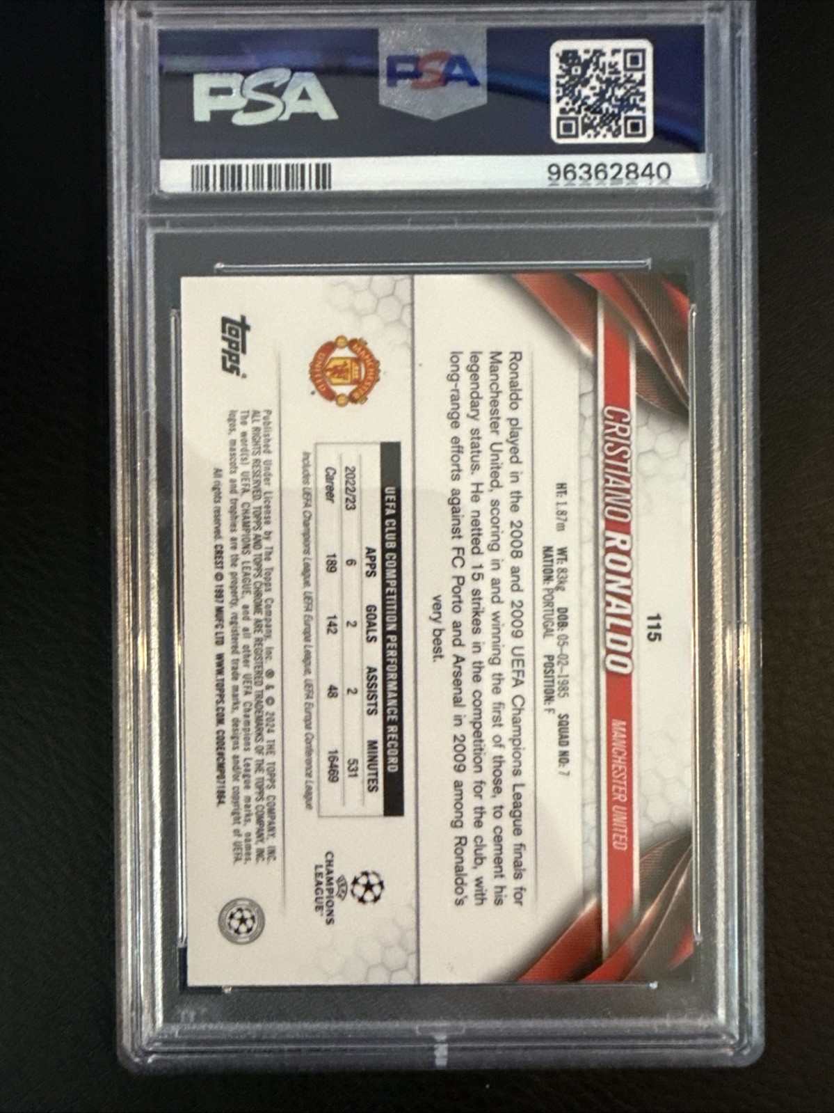 2023-24 Topps Chrome UEFA Club - Legendary Variation Cristiano Ronaldo #115 view 2