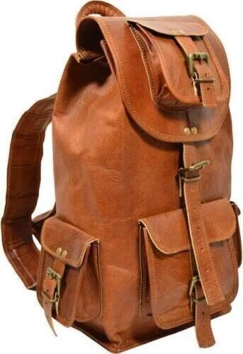 Travel 16'' Handmade Genuine Leather Rucksack Backpack School Bag New