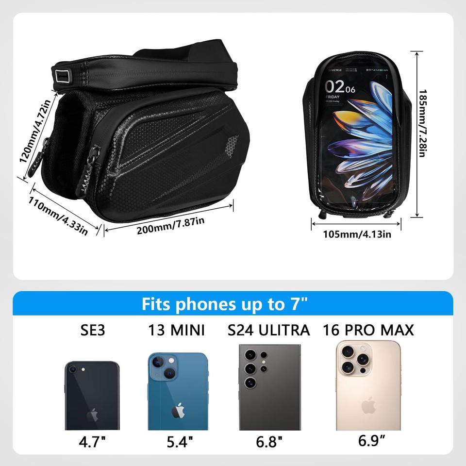 Bike Frame Bag Waterproof, Touchscreen Phone Holder for Top Tube ...