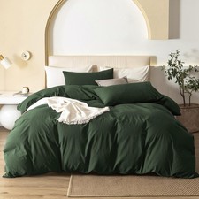 King Size Duvet Cover Set 3 Piece 100 Washed Cotton Linen Like Soft 