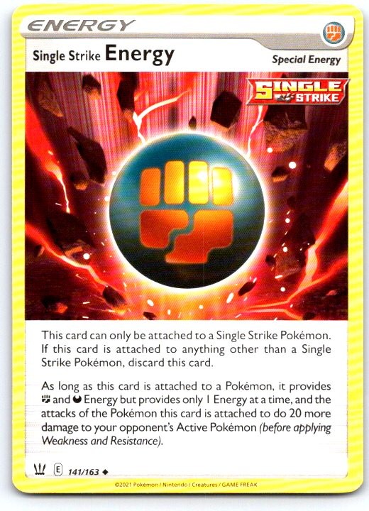 Single Strike Energy 141/163 Uncommon Battle Styles Pokemon Lightly Played