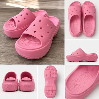 Crocs Women's Pink Slide Sandals Slip-On Platform Lightweight Comfort US 6
