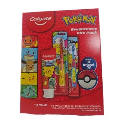 Colgate Pokemon Brushtastic 3pc Gift Pack W/Electric Toothbrush Exp 05/27 NEW