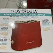 Nostalgia Electrics Retro Series Pop-Up Hot Dog & Bun Red Toaster, Brand New!