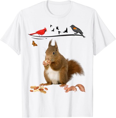 Funny Squirrels Birds critters feeding Nuts Butterflies love T-Shirt Hoodie