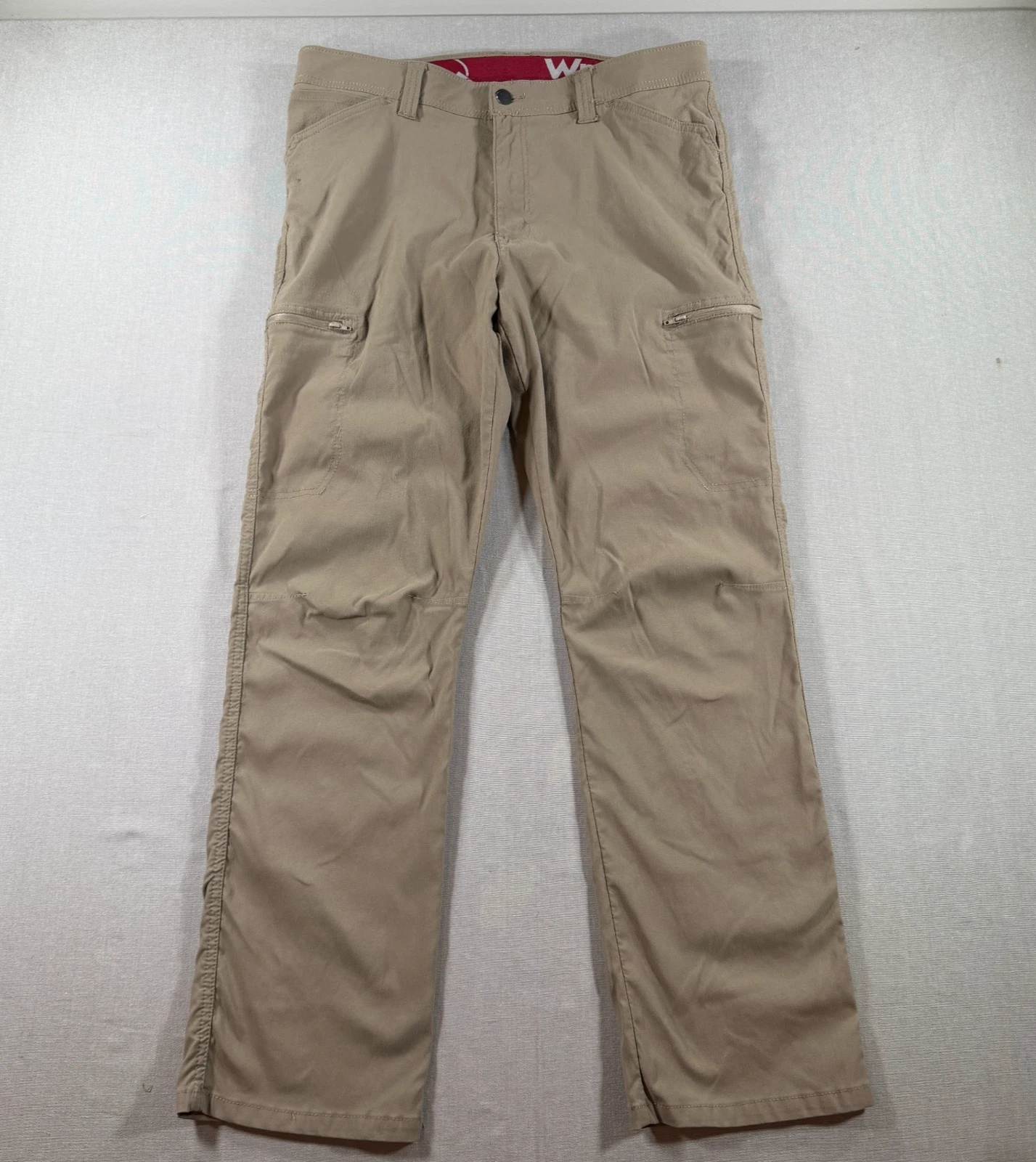 Wrangler All Terrain Gear Hiking Pants Mens 34x30 Beige Khaki Stretch ATG