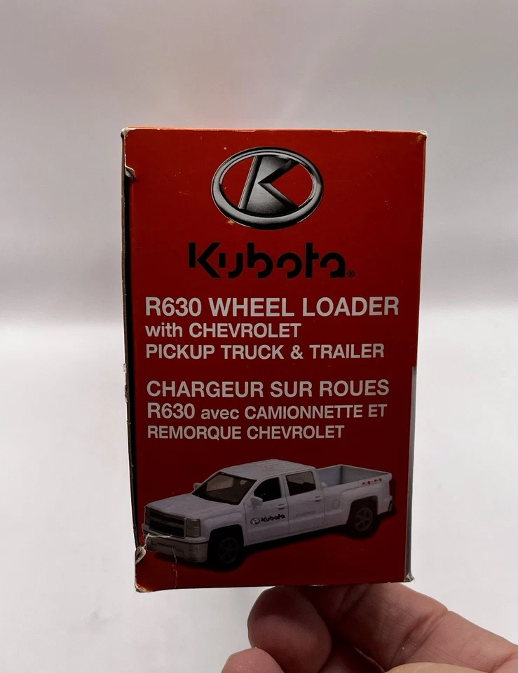 NewRay Kubota R630 Wheel Loader with Chevrolet Silverado Truck and Trailer 10" - Image 4 of 4