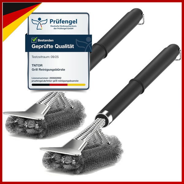 GrillbüRste Edelstahl ReinigungsbüRste Mit Spatel Und WäRmedäMmung 2Er Set-image