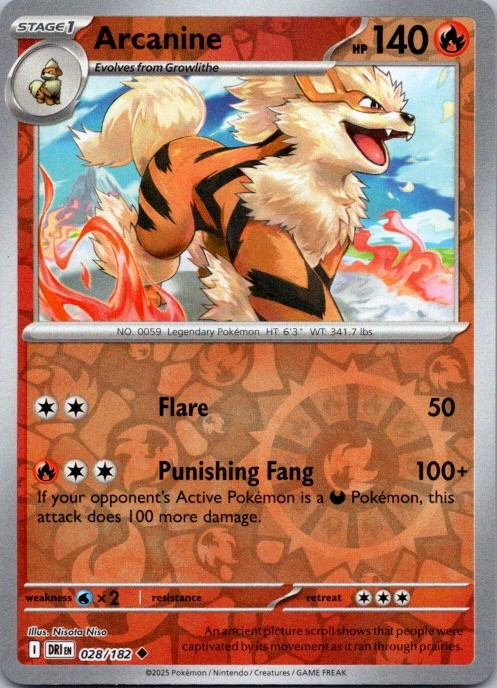 Arcanine Uncommon SV10: Destined Rivals 028/182 NM