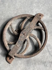 C.1895 BARN DOOR Floor Guide ROLLER, Rides on Half Pipe Track, 11 1/4" Dia Wheel