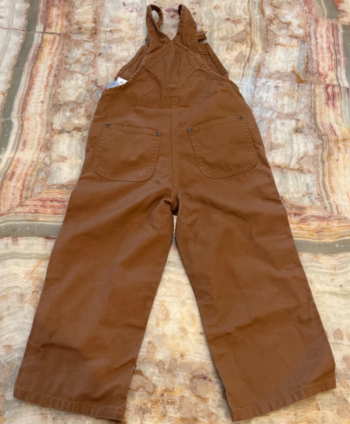 Carhartt Toddler Work Bib Overalls Brown Duck Canvas Double Knee Outdoor Size 4T image 3