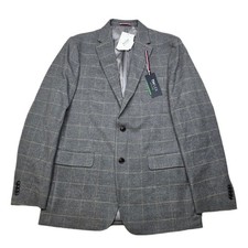 Tommy Hilfiger Sport Coat Mens 42L 42 Jacket TH Flex Gray Windowpane Blazer
