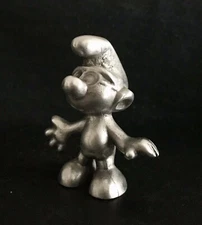 RARE   Solid Pewter Brainy Smurf The Smurfs Peyo  Silver Metal Figurine V