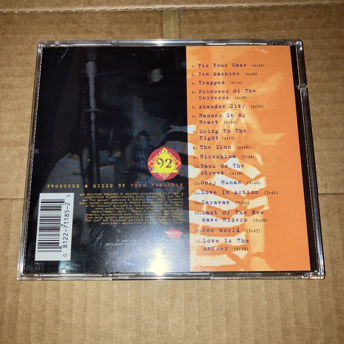 TODD RUNDGREN & UTOPIA-REDUX '92 LIVE IN JAPAN 1993 CD Cd Perfect