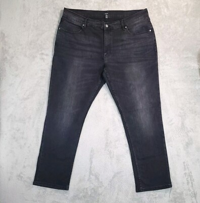 Alfani Jeans Mens 39x29 Black Denim Pants Flat Front Stretch