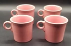 Vintage Set of 4 Tom & Jerry Ring Handle 10 Oz. Fiesta Mugs in Peony Pink