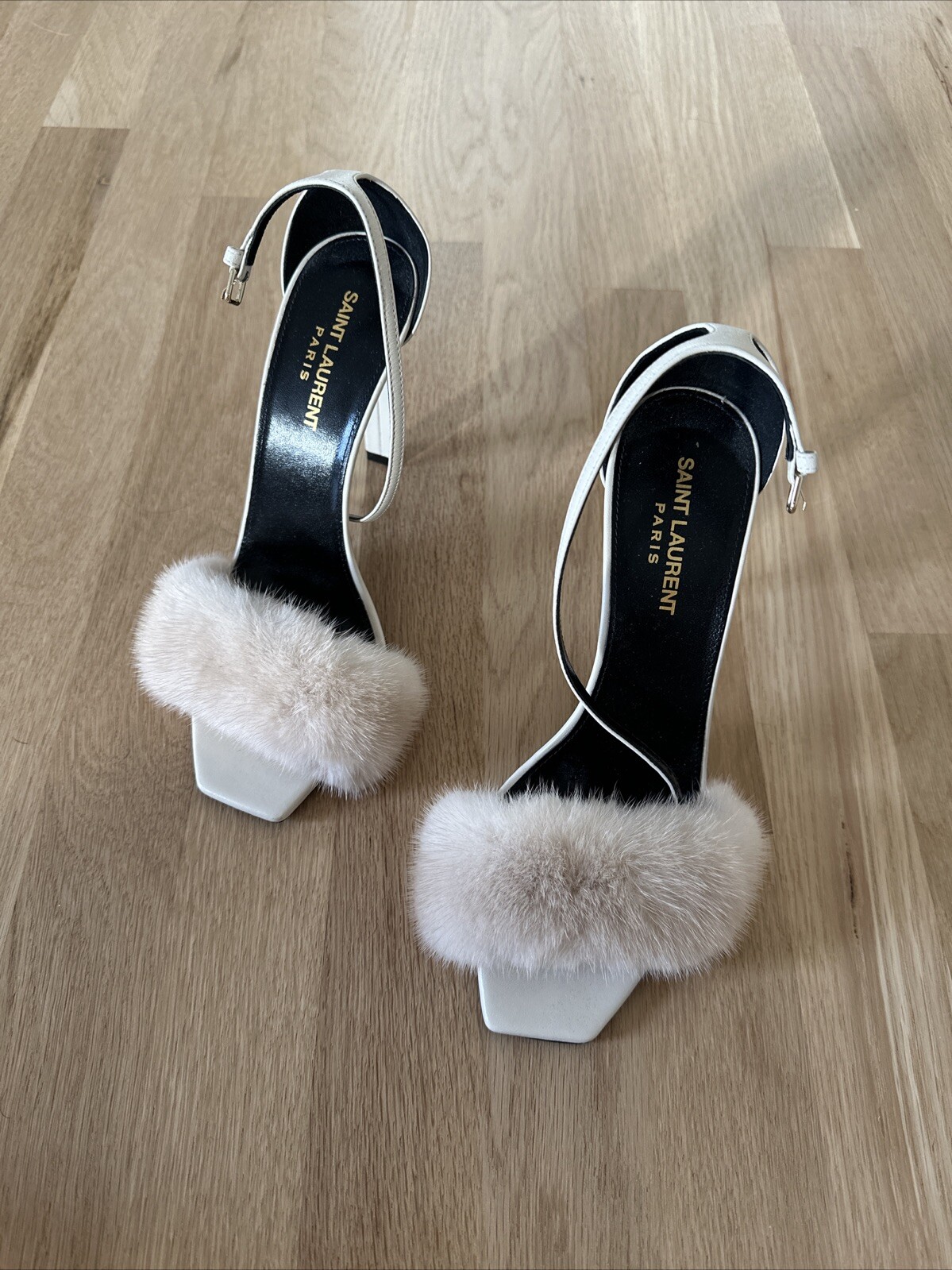 Saint Laurent bea pelliccia visone tacco taglia 38