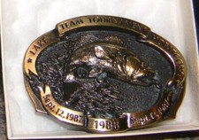 NJ BASS Federation Team Tourny Brass Belt Buckle - Dated 1988 - 208 Made - New