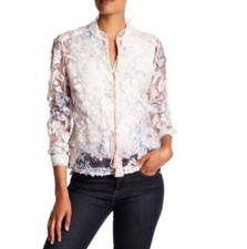 NEW T Tahari Mariah Lace Pink Floral Appliqu  Jacket Retail 348 Size S