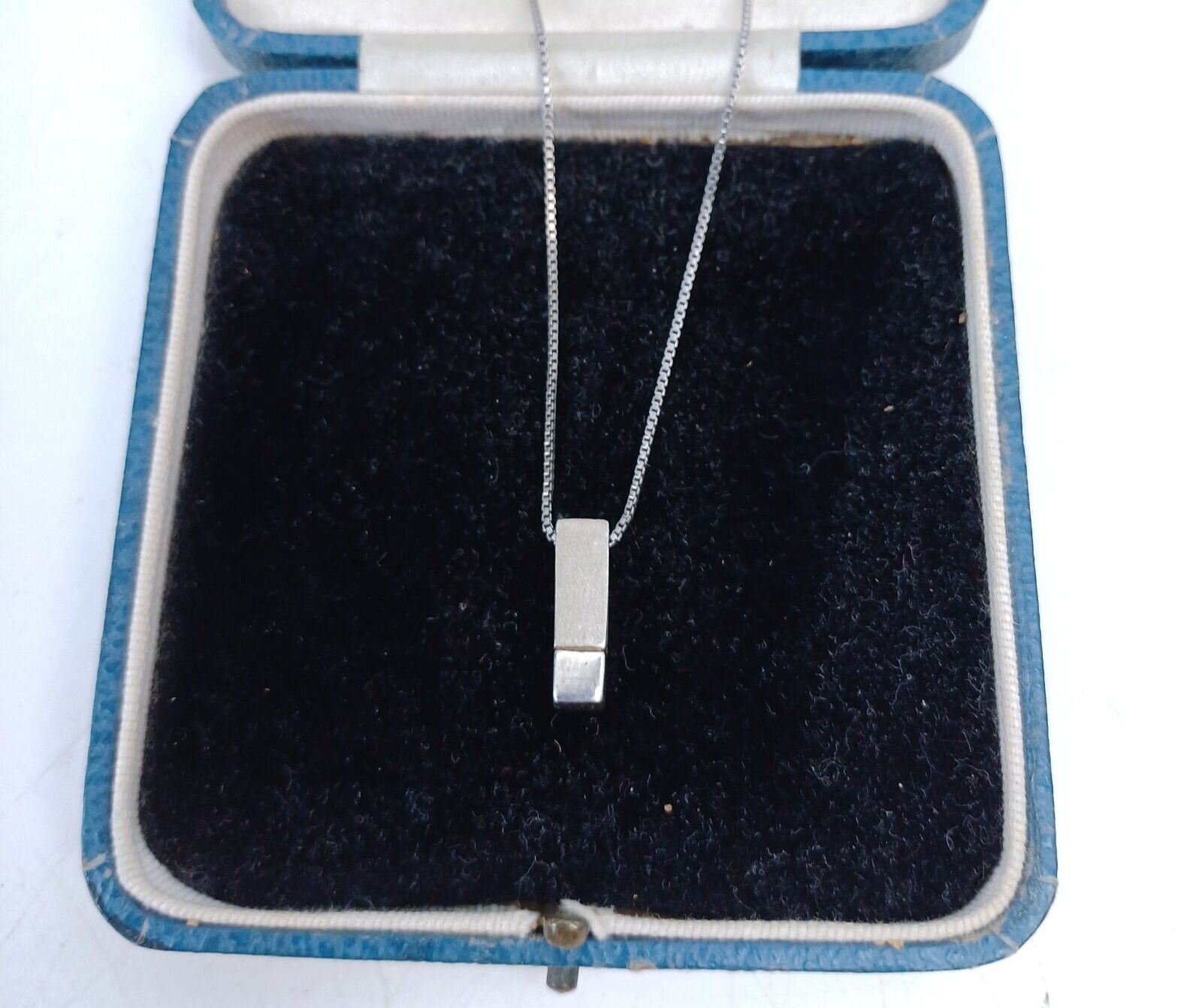 Y2K .925 Sterling Silver Minimalist Square Ingot Pendant Necklace Short Chain