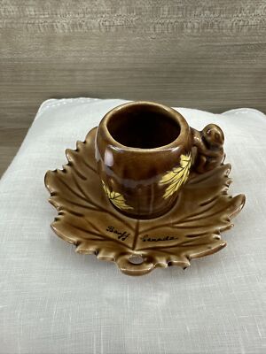 Shafford Mini Maple Leaf Cup with Squirrel Handle & Saucer Set - 1950's Vintage