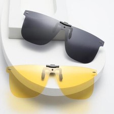 Oversize Polarized Clip-on Flip Up Night Vision Sunglasses Men Driving Glasses