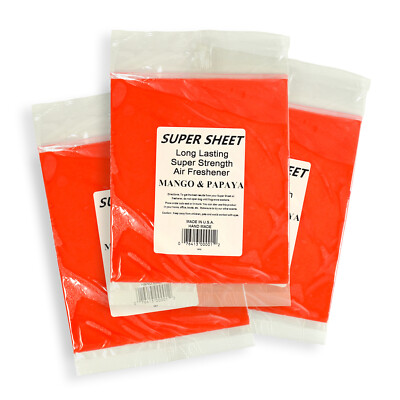 Jenray Super Sheet (8''x7'') Under Seat Car Air Freshener, 3-Pk (Mango and Papaya)