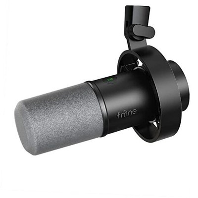  Dynamic Microphone, XLR/USB Podcast Recording PC Microphone for Vocal Black