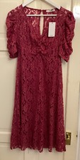 Mango Pink Lacy Double Layer Dress Size Small Party Midi New 8
