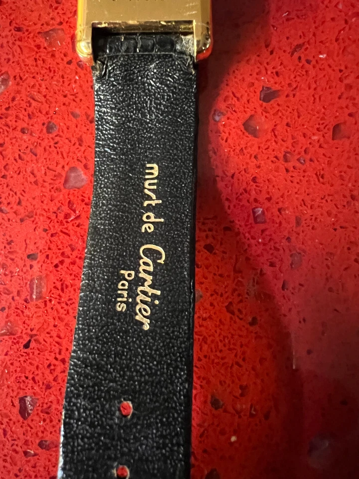 RELOJ TANQUE MECÁNICO CARTIER MUJER TRICOLOR VERMEIL 18 K HECHO EN SUIZA Foto 3 de 4