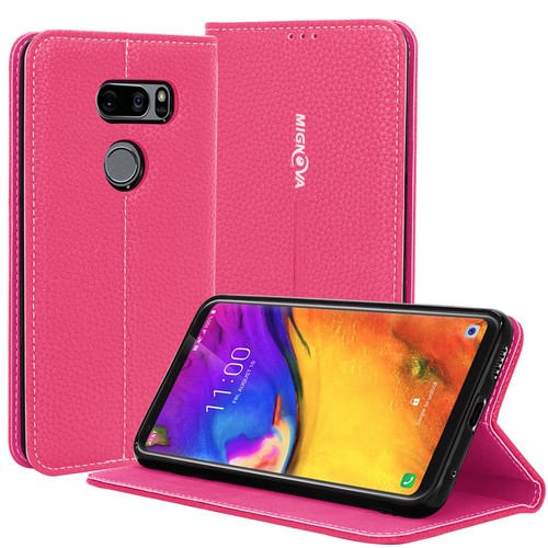 Für LG V30/35 ThinQ Lederhülle mit Ständer + 2 Kartensteckplätze magnetisch geschlossen Abdeckung - Bild 12 von 21