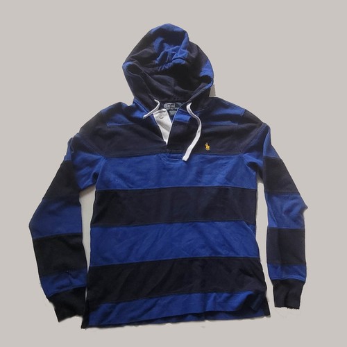 blue and black polo hoodie