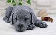 Steinfigur Hund liegend 219, Gartenfigur Gartendeko Geschenk Figur Tierfigur 