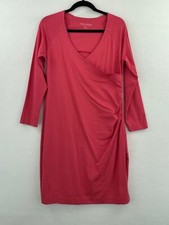 Soft Surroundings Medium Petite Dress Pink Faux Wrap Knit Stretch Jersey A30-13