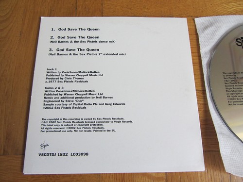 SEX PISTOLS God Save The Queen 2002 EUROPEAN collectors CD single mixe - Picture 2 of 3