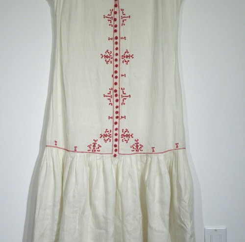 ANTICO ABITO VINTAGE ANNI 20 LINO M FOLK RICAMO ART DECO VITA SCESA F2 - Foto 3 di 21