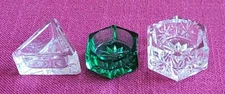 Set of 3 Antique Open Salts Incl. 2 6-Sided & 1 Triangle, Cut Stars, Exc. Cond.
