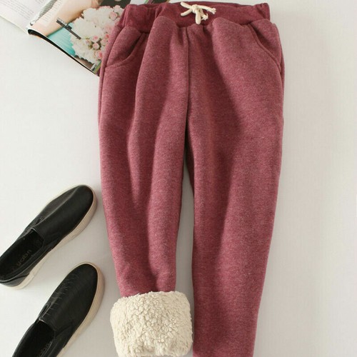 Women Sherpa Harem Pants Fleece Lined Trousers Winter Warm Casual Thick - Picture 13 of 21