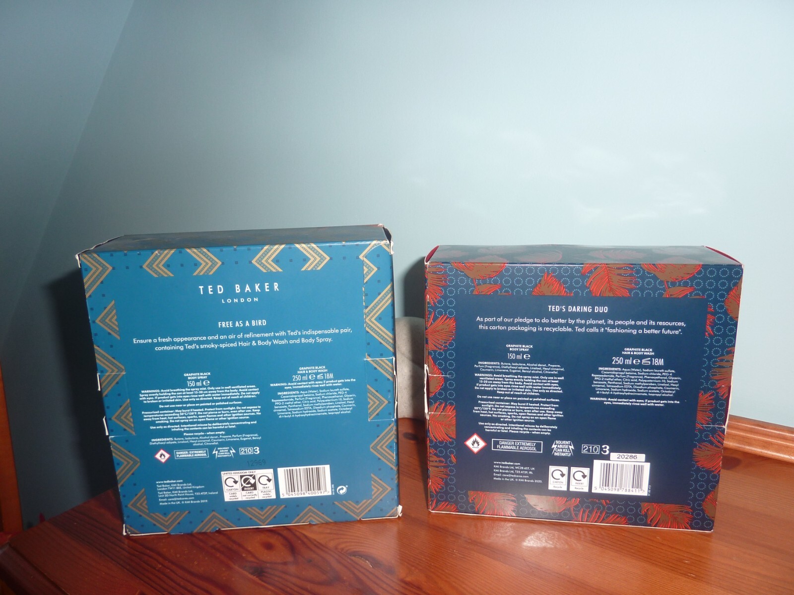 Mens Ted Baker Teds Daring Duo & Free As A Bird Graphite Black 2 Piece