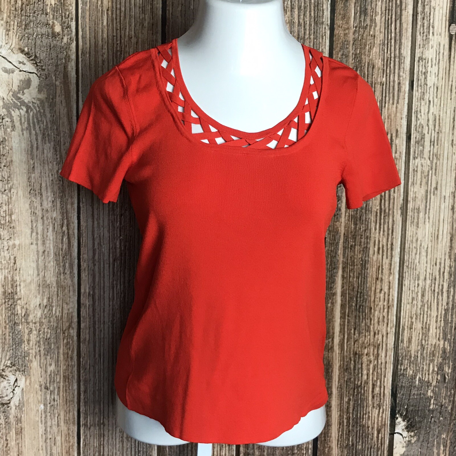 FILA Camicia da donna carina Coconut Row Palm Beach ~ taglia M ~ corallo ~ manica corta