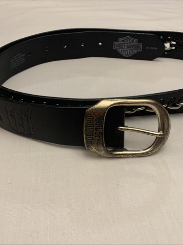 Harley Davidson Genuine Leather Belt w/ Chain Insert Size 40 (2005) - Picture 2 of 18