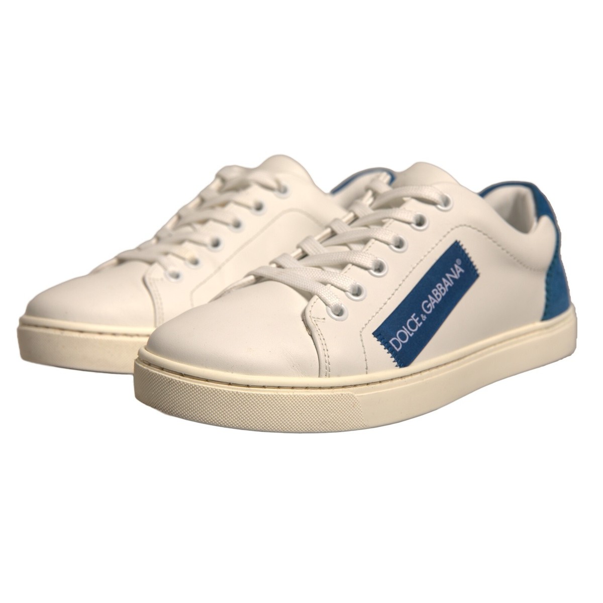 DOLCE & GABBANA Shoes White Suede Leather Low Top Sneakers