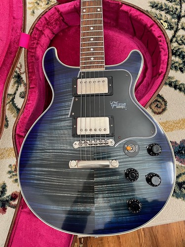 Gibson custom shop double cut trans blue with custom buckers, very rare - Picture 6 of 14