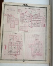ANTIQUE MAP - PLAN OF VINTON/NEVADA/BELLE PLAINE IOWA - Andreas Atlas Co. 1875